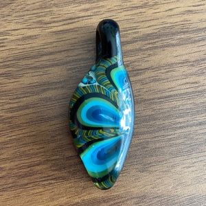 Blown glass half flower pendant mod retro ooak